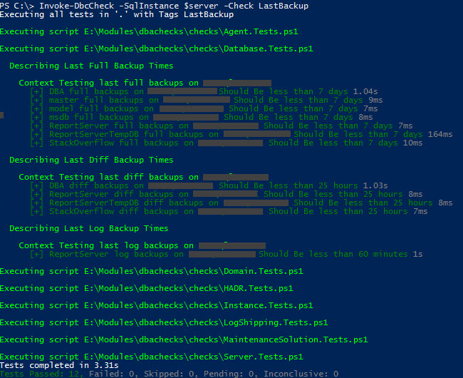 PowerShell console showing all our checks passing!
