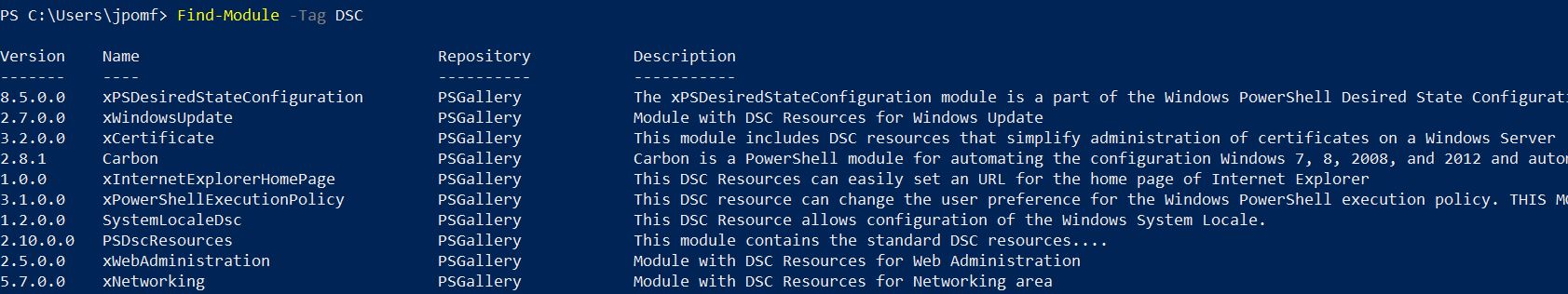 Find DSC resources on the PowerShell gallery