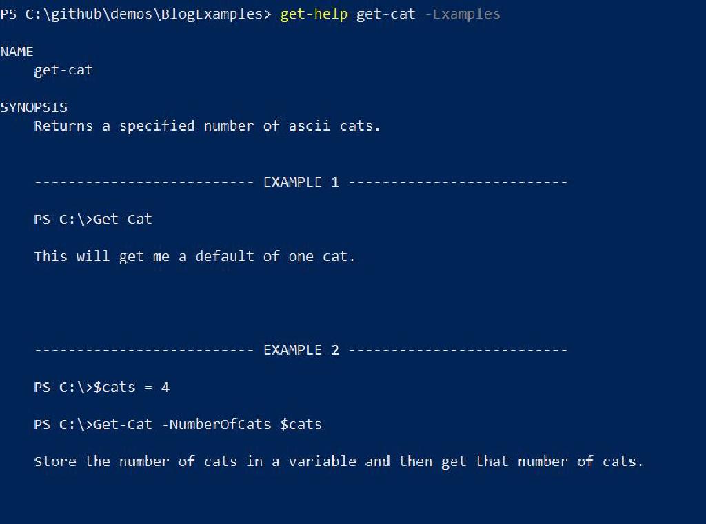 PowerShell Comment Based Help: Examples with Multiple Lines of Code
