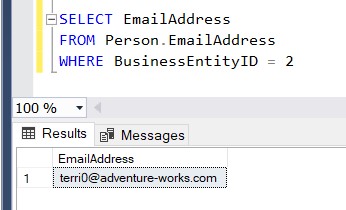 select statement showing email unchanged