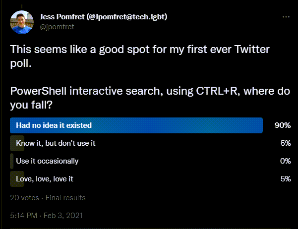 My twitter poll on whether people use interactive search